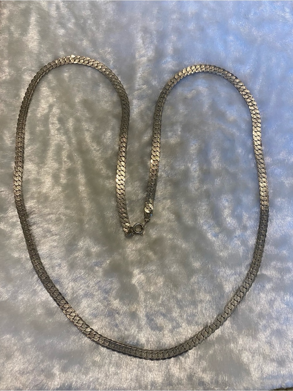 🍀VTG Silver Herringbone Chain Necklace